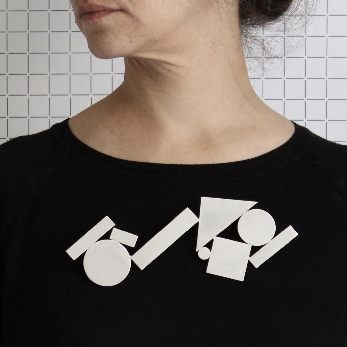 Shape Stack Body Brooch in Sterling Silver